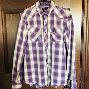 Men’s Guess purple Button Up shirt. Medium